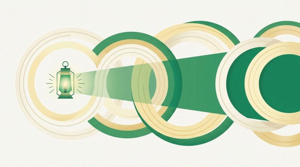 Illustration: a lantern lighting a safe path through layered onion rings