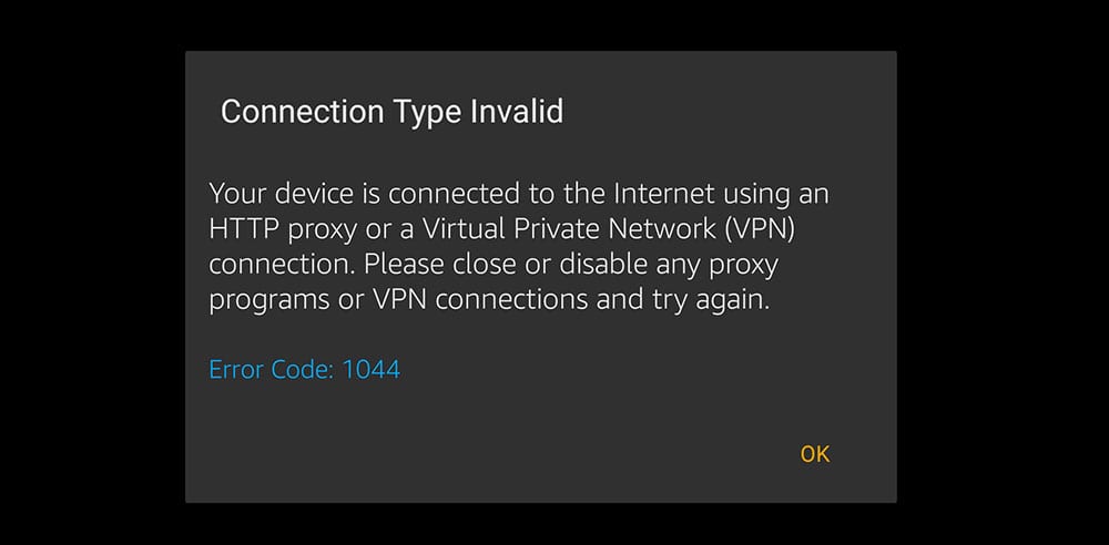 firestick connection invalid