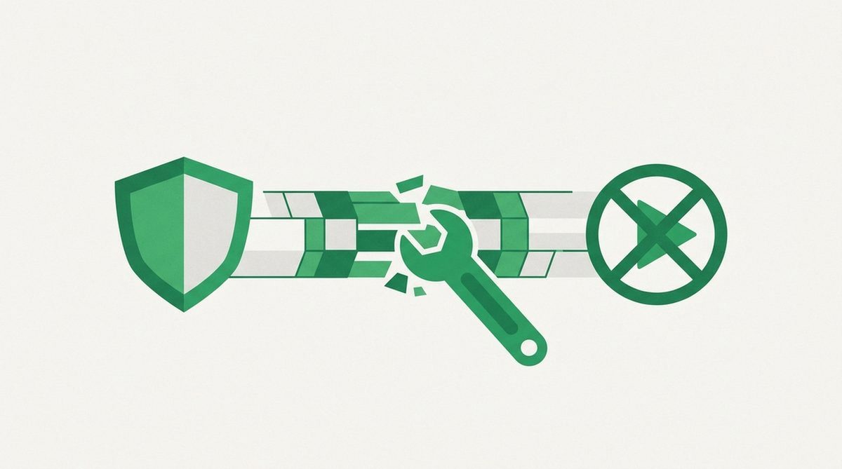 wrench fixing a broken tunnel link to a blocked play button
