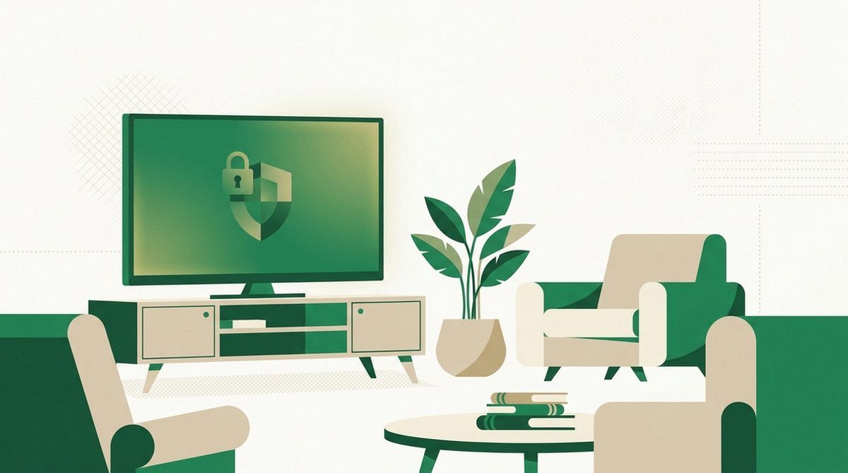 Ilustrace znázorňující smysluplné použití VPN při sledování televize