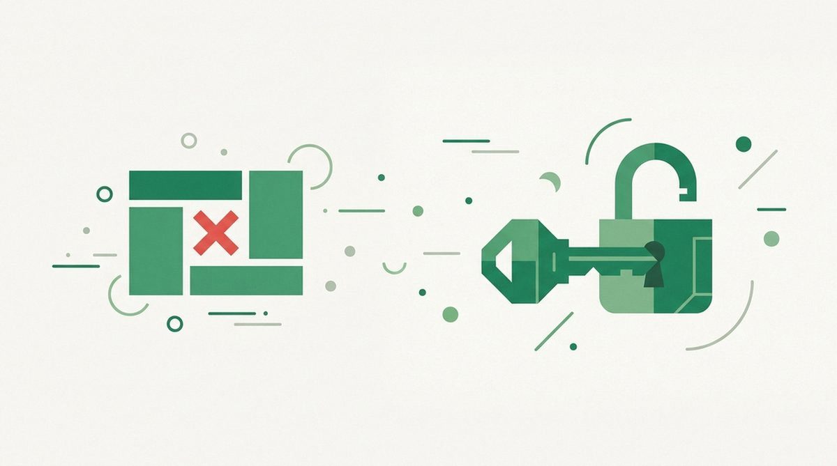 Illustration eines gesperrten Bildschirms neben einem Schlüssel