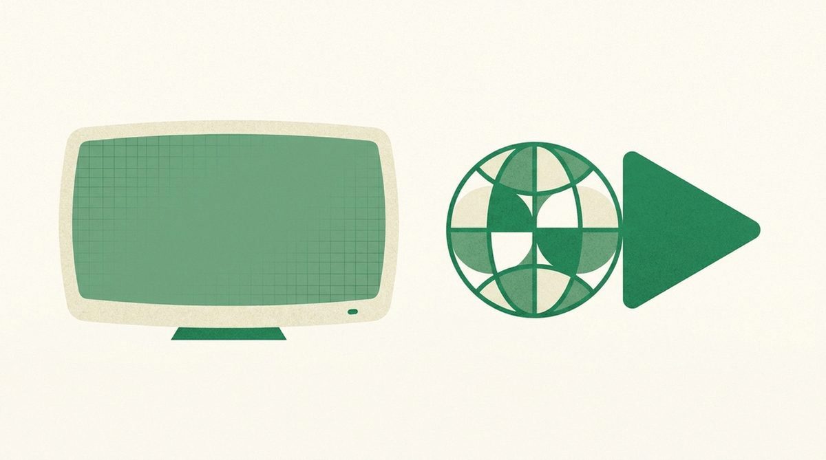 Illustration eines Fernsehers neben einem Globus-Symbol für alternative Angebote