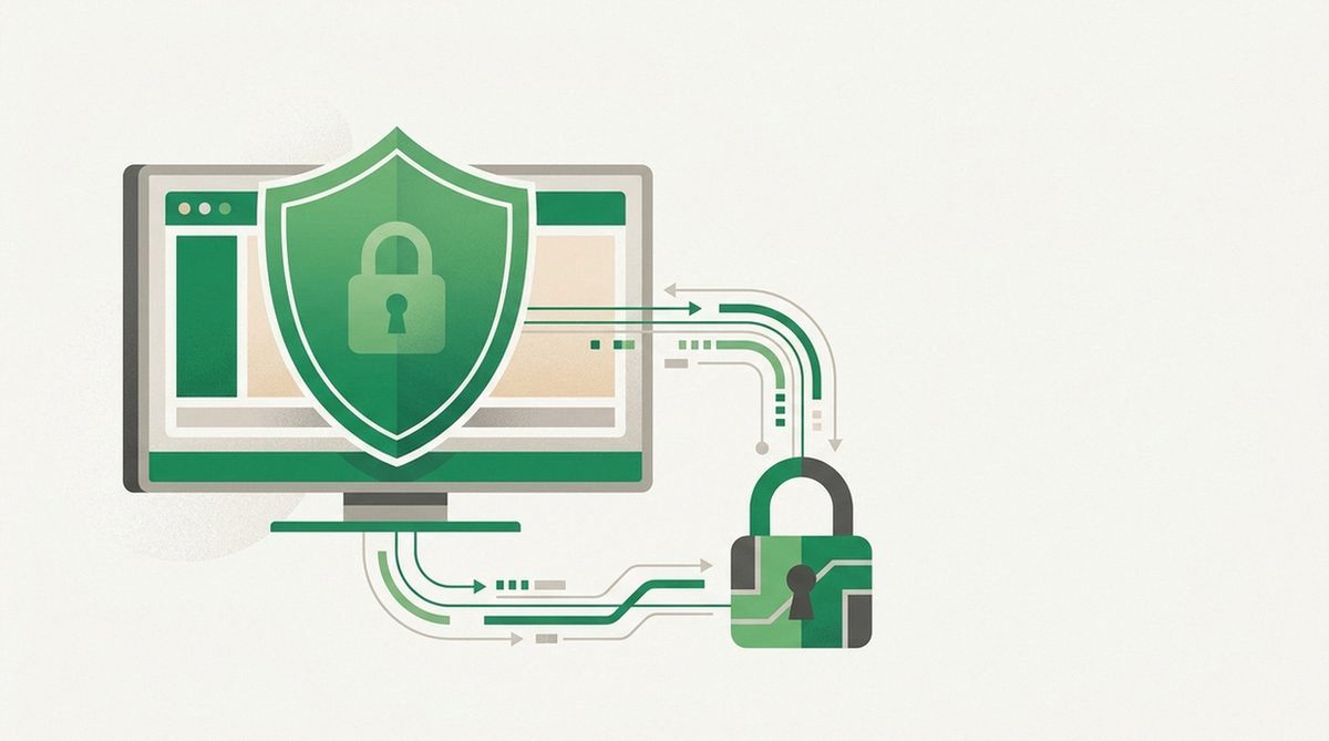 Illustration eines Fernsehers mit VPN-Schutzsymbol für US-Streaming