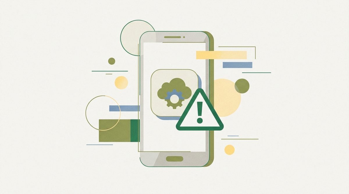 Illustration of a phone screen with a warning icon representing how to avoid fake VPN apps
