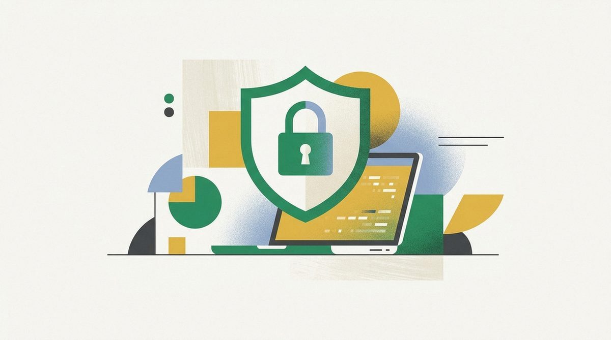 Illustration of a shield and padlock representing how a VPN protects online privacy