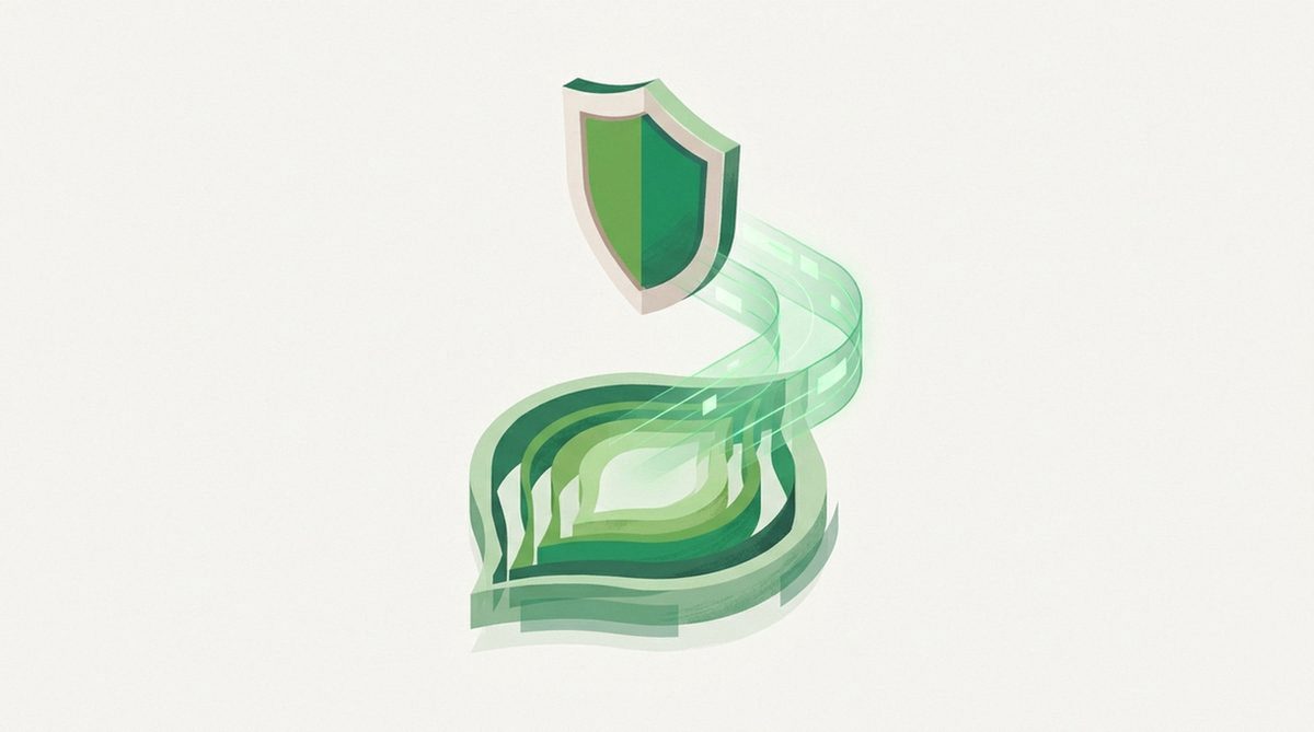 shield stacked above onion layers linked by a tunnel