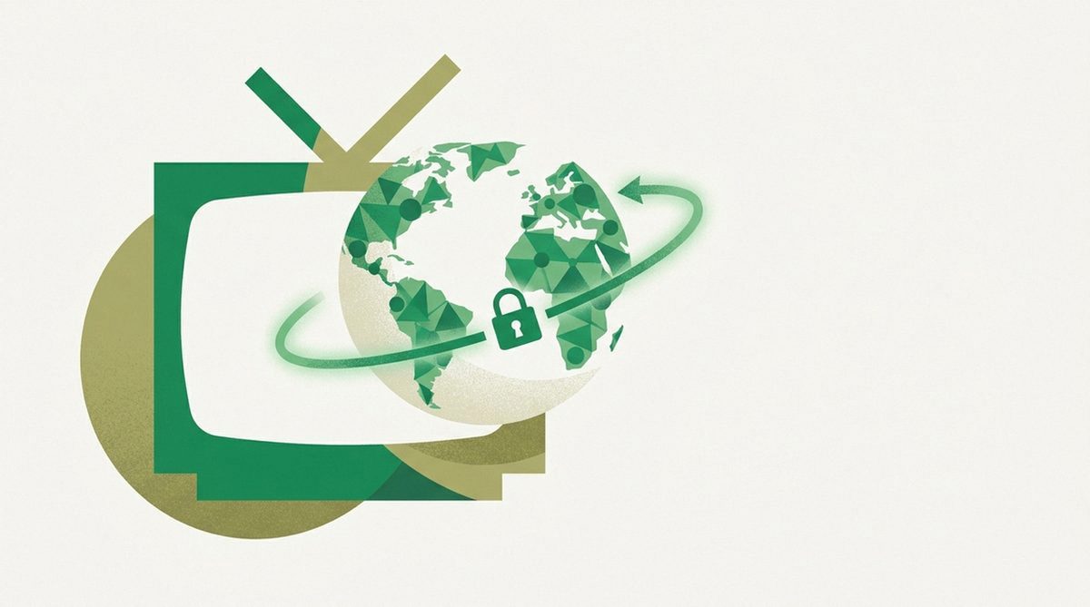 Illustration representing connecting to a streaming service through a VPN to unlock a different region.