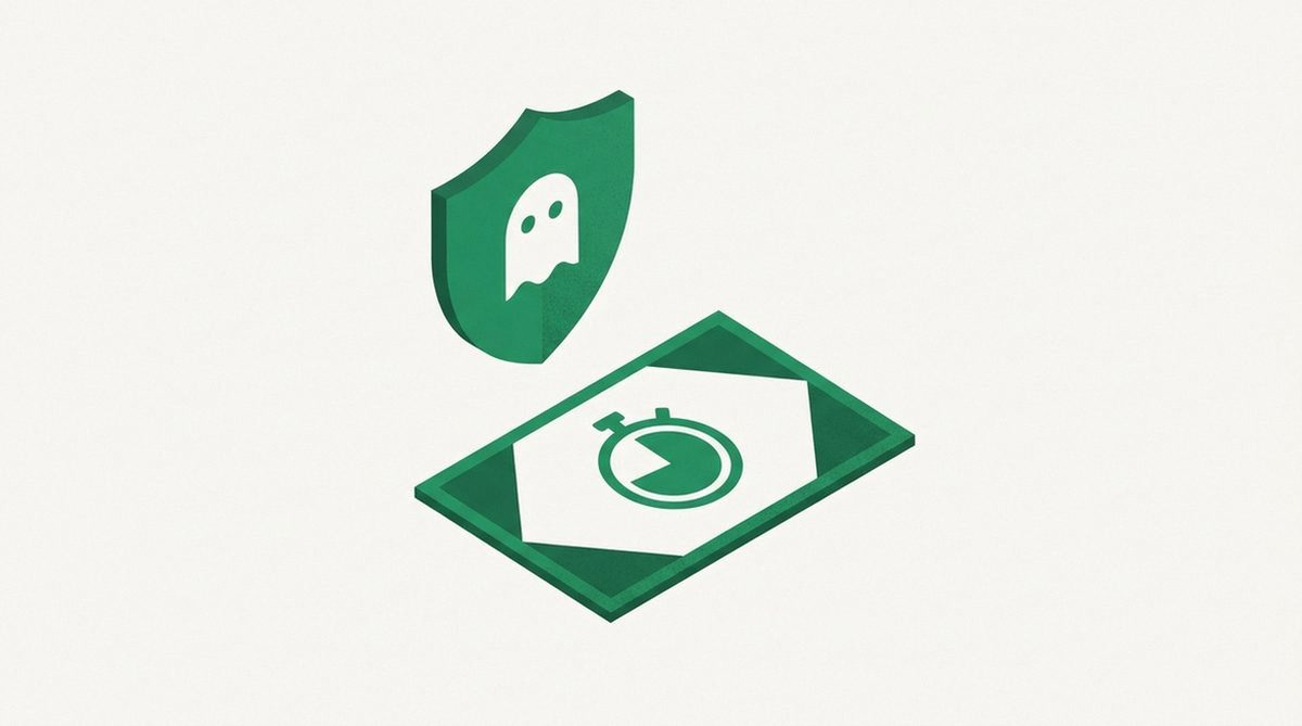 Ghost-shaped shield above a doormat and countdown timer