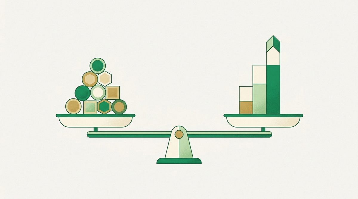 Illustration representing a comparison of pricing and value between two VPN plans.