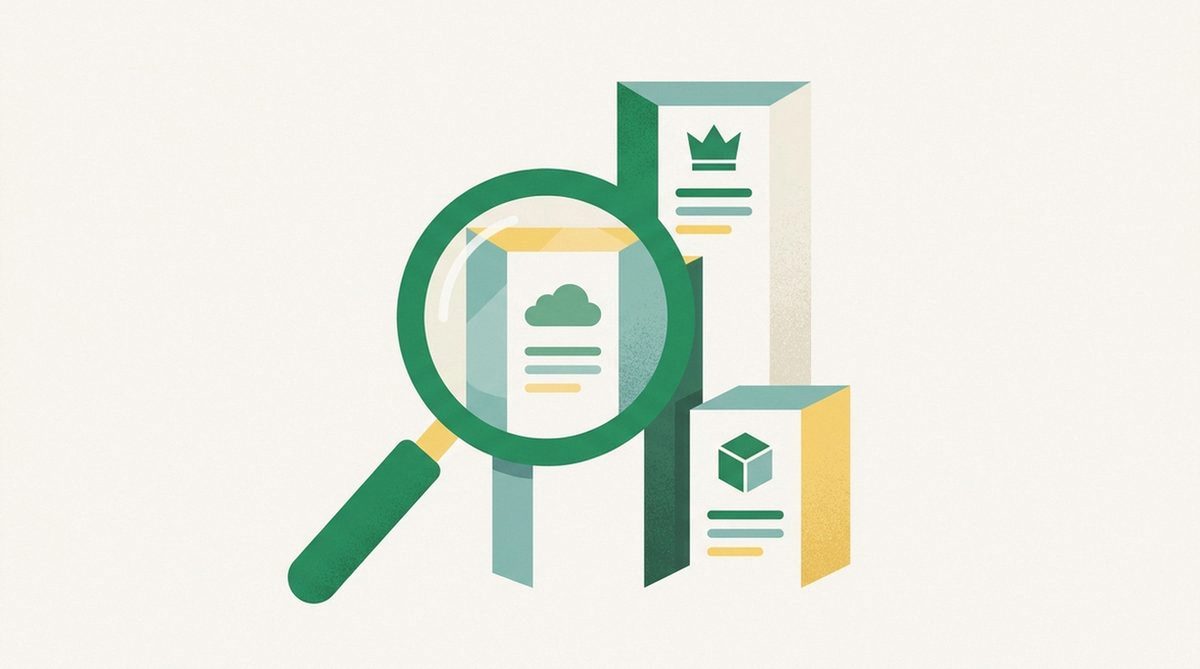 Magnifying glass comparing three stacked subscription pricing tiers