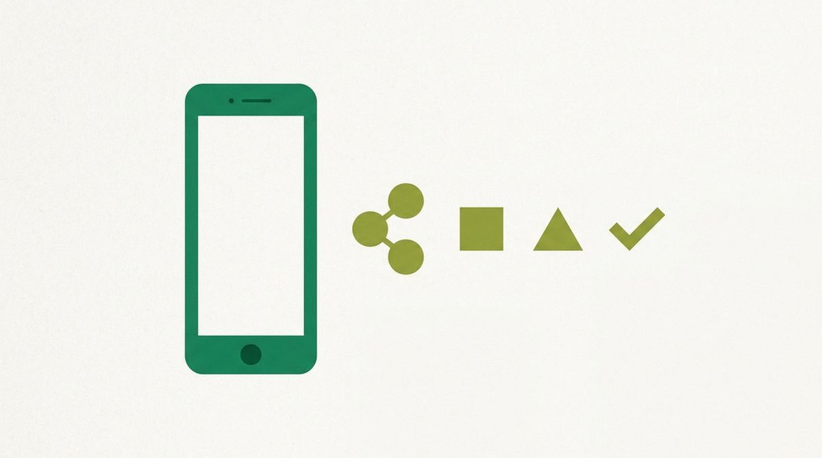 Illustration of a smartphone silhouette next to a floating checklist, representing criteria for choosing a free VPN