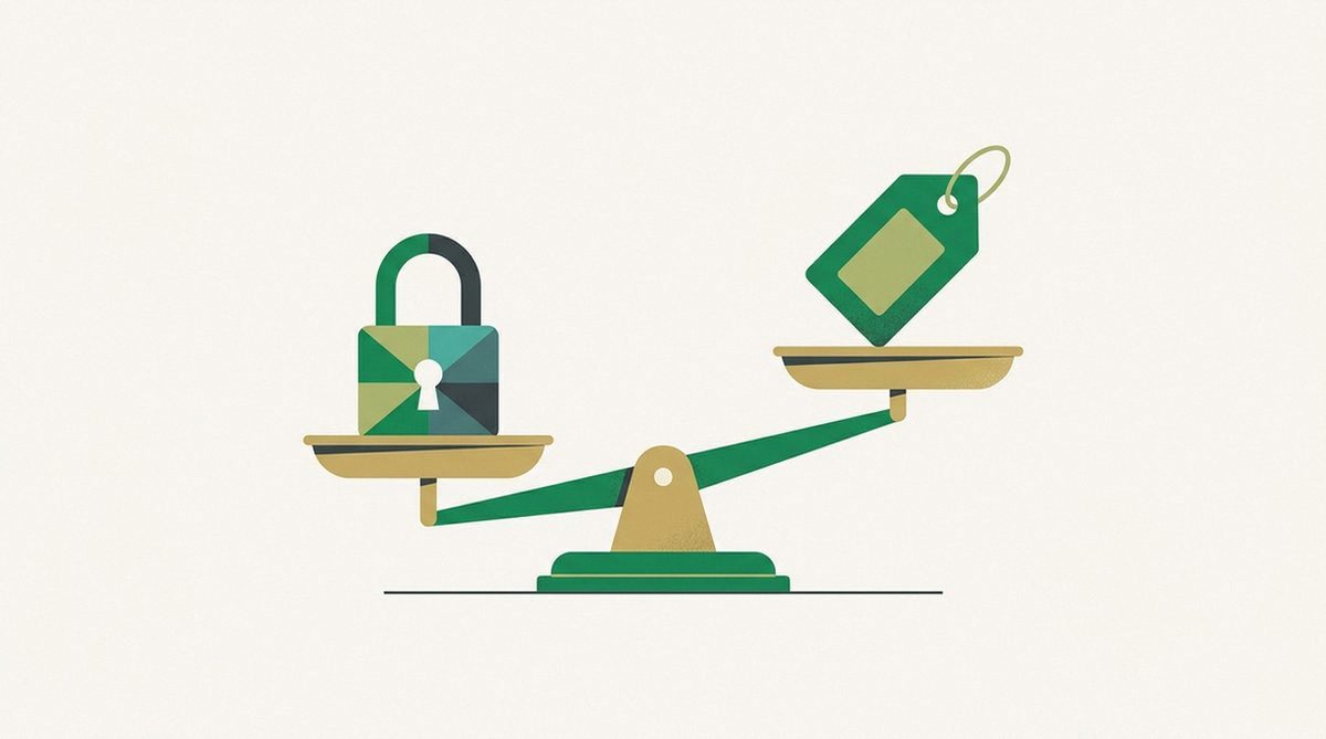 Illustration representing weighing genuine privacy value against the appeal of a free label.