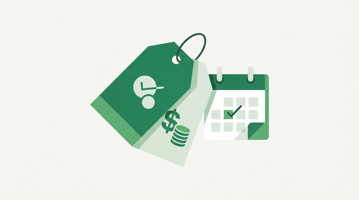 Price tag flipping from free to paid beside a calendar showing post-trial cost