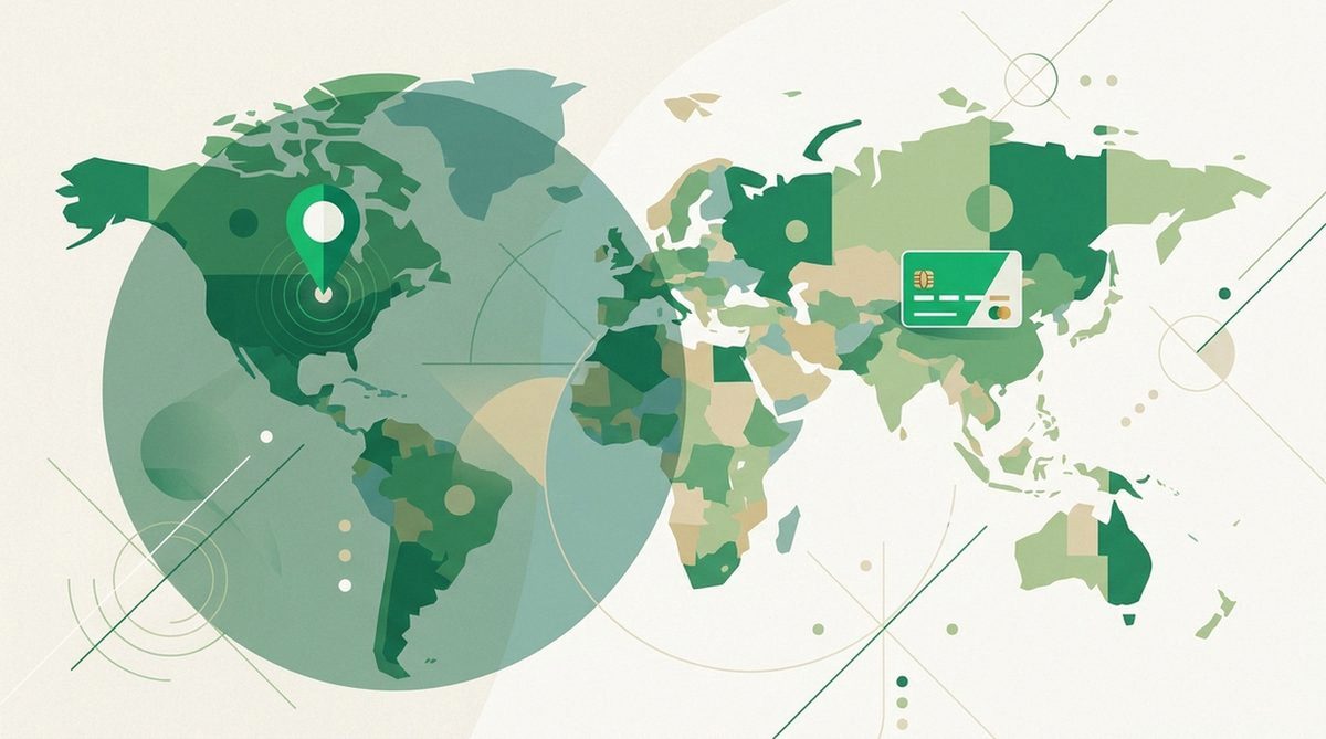 Illustration representing the difference between a streaming catalog region and an account's billing country.