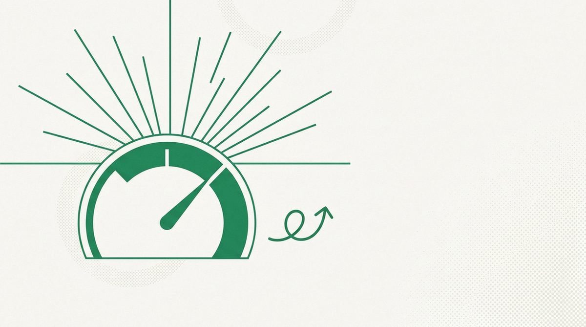 Abstract illustration of a speed dial with a repeat arrow, representing running a repeatable throttling test.
