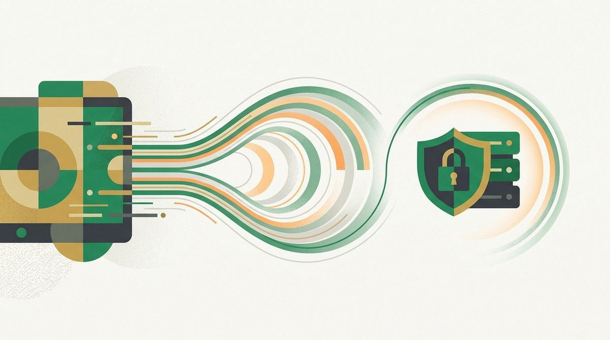 Illustration representing establishing a first VPN connection from a device.