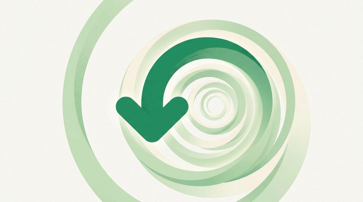 Abstract illustration of a download icon connecting into a secure tunnel, representing installing a VPN and first connection.