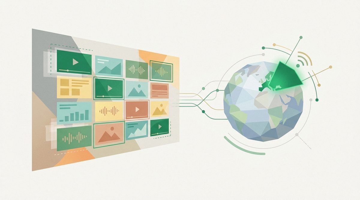 Illustration representing VPN compatibility with a regional streaming catalog.