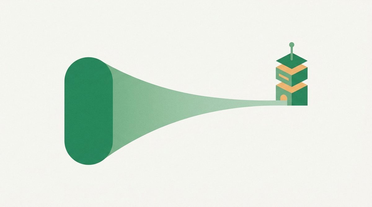 Abstract illustration of a streaming stick connecting through a secure tunnel, representing installing a VPN on a TV device.