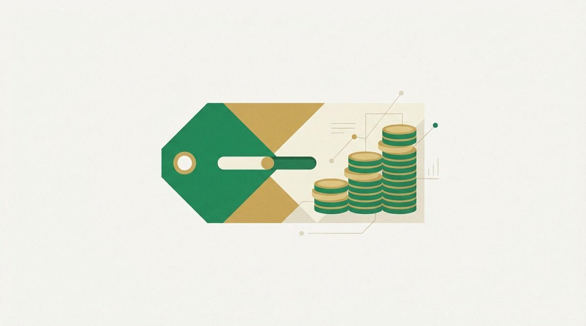 Price tag switching from free to paid with stacking coins representing cost after trial