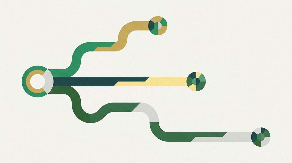 Illustration of three pathways branching from one point toward different nodes, representing alternative provider choices