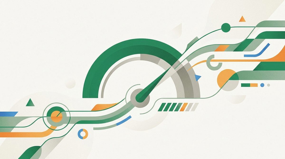 Illustration representing connection speed and performance testing for a VPN.