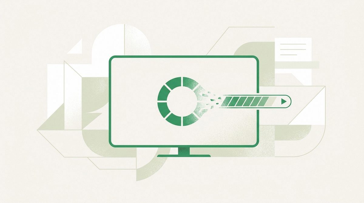 Illustration of a buffering icon transforming into a smooth playback bar, representing fixing a streaming glitch