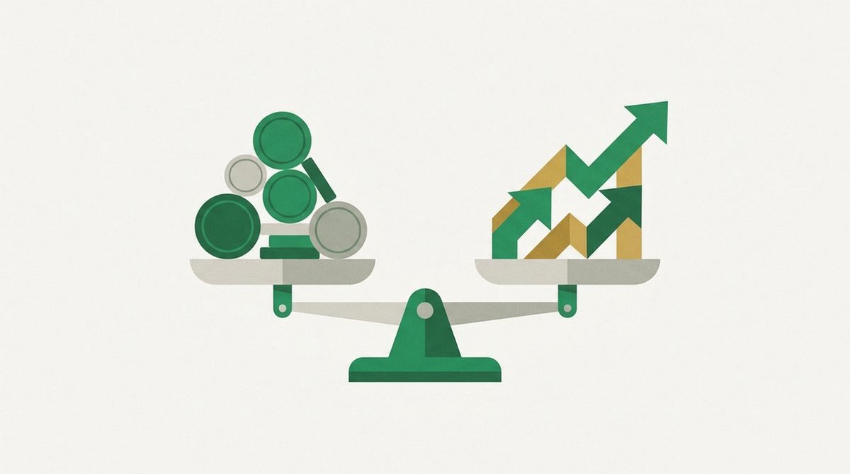 Illustration representing a comparison of pricing and value between two VPN plans.