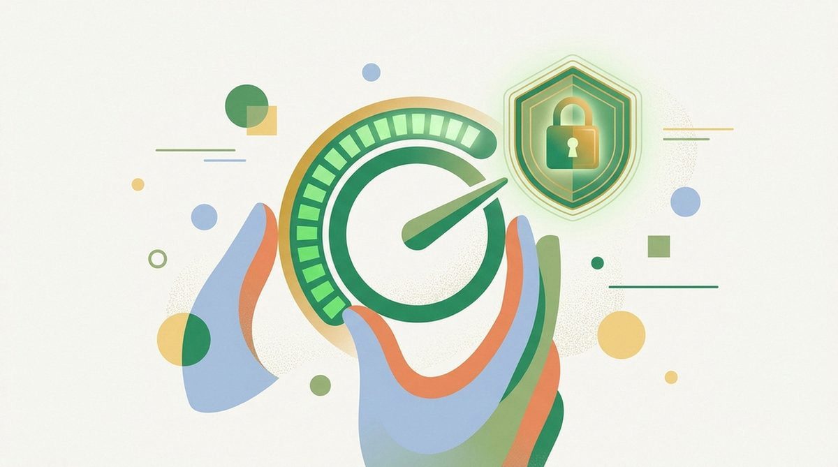 Abstract illustration of a dial being turned toward a highlighted setting, representing safely changing a VPN protocol.