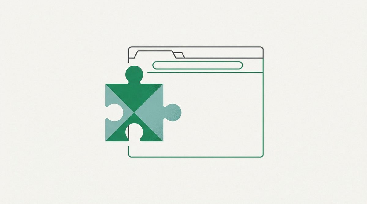Illustration depicting the installation of a VPN extension into a web browser.