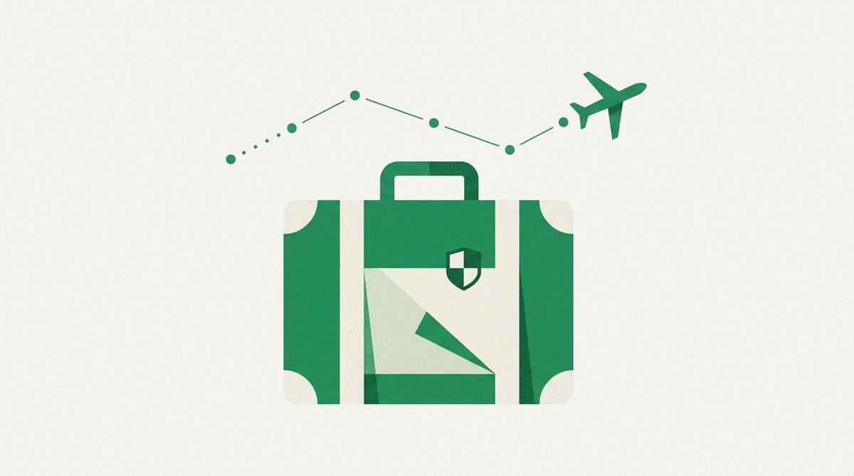 Illustration representing preparing a secure VPN connection before international travel.