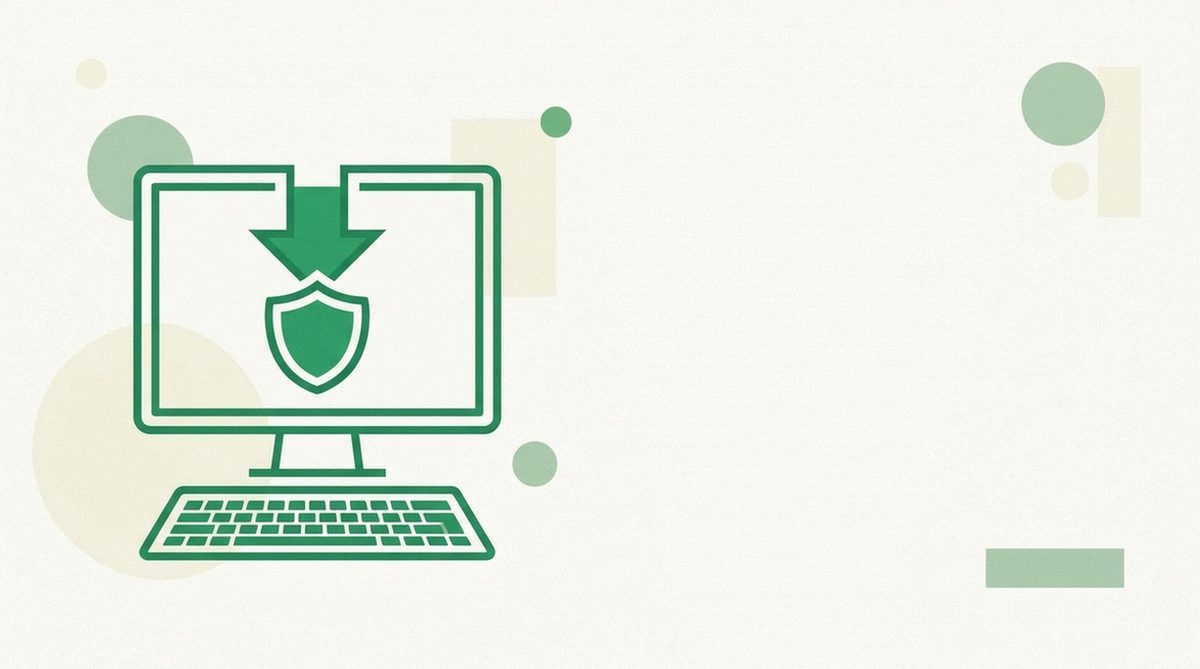 Illustration representing setting up VPN software on a desktop computer.