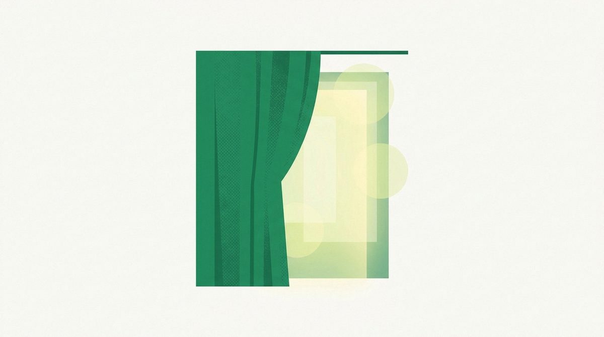 Illustration of a closed curtain drawn across a glowing doorway, representing privacy prioritized over raw server-count claims