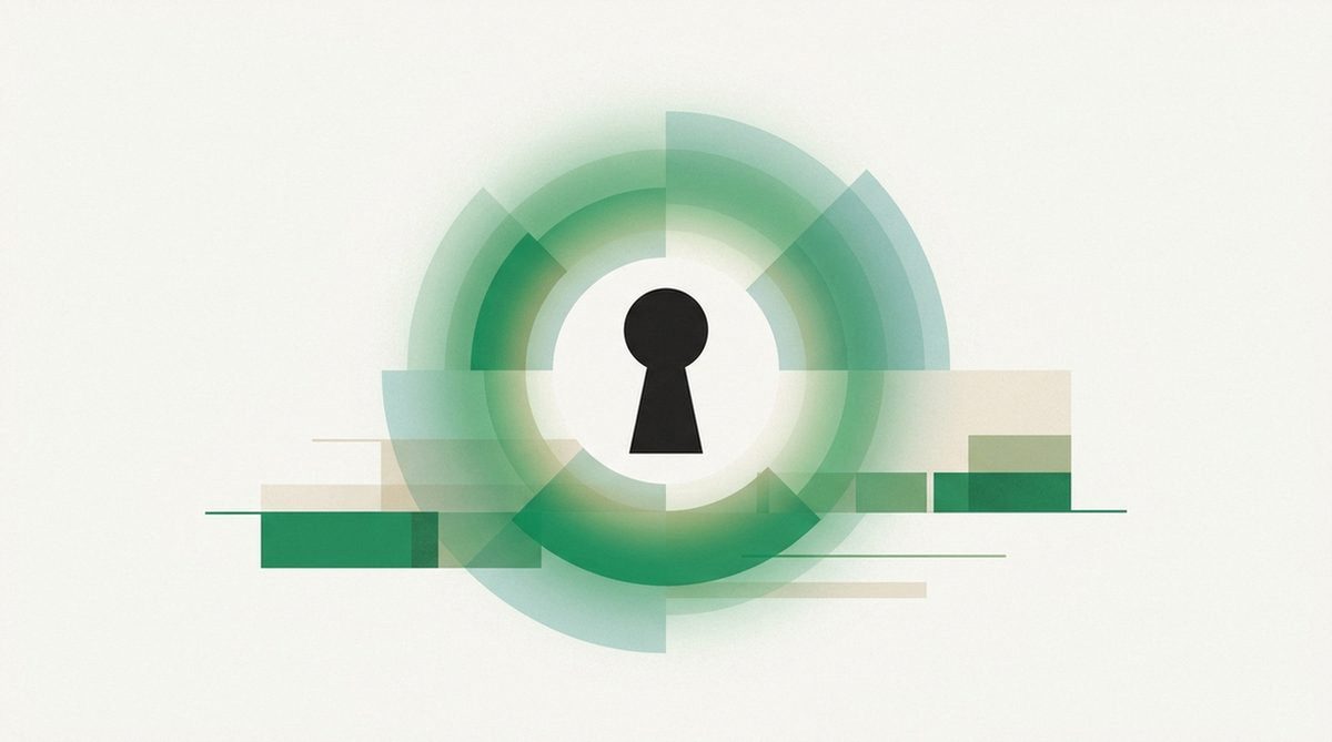 Illustration of a keyhole silhouette surrounded by a soft protective glow, representing correctly configured privacy settings
