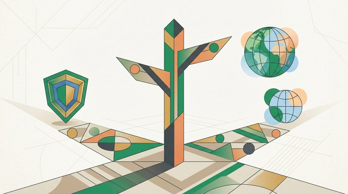 Illustration symbolizing the decision of when using a VPN is appropriate versus unnecessary.